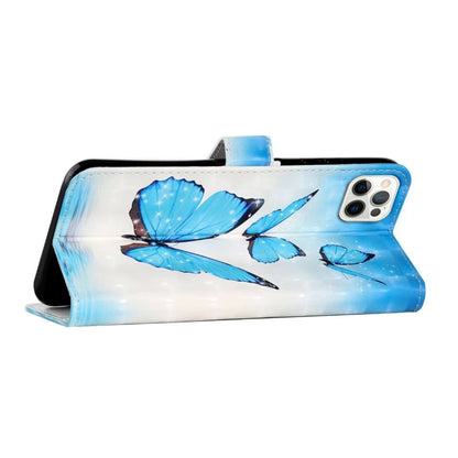 For iPhone 16 Pro Oil Embossed 3D Drawing Leather Phone Case(3 Butterflies) by buy2fix