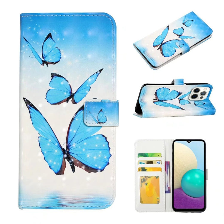 For iPhone 16 Pro Oil Embossed 3D Drawing Leather Phone Case(3 Butterflies) by buy2fix