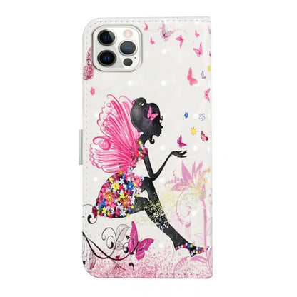 For iPhone 16 Pro Oil Embossed 3D Drawing Leather Phone Case(Flower Fairy) - iPhone 16 Pro Cases by buy2fix | Online Shopping UK | buy2fix