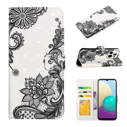 For iPhone 16 Pro Oil Embossed 3D Drawing Leather Phone Case(Lace Flower) - iPhone 16 Pro Cases by buy2fix | Online Shopping UK | buy2fix