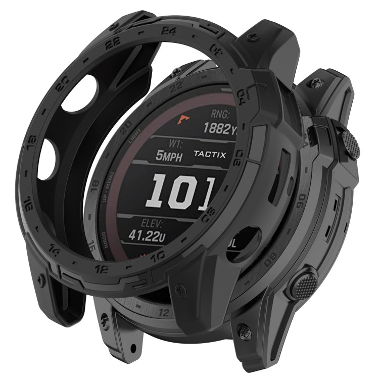 For Garmin Tactix 7 Amoled Armor Hollow TPU Watch Protective Case(Black) by buy2fix