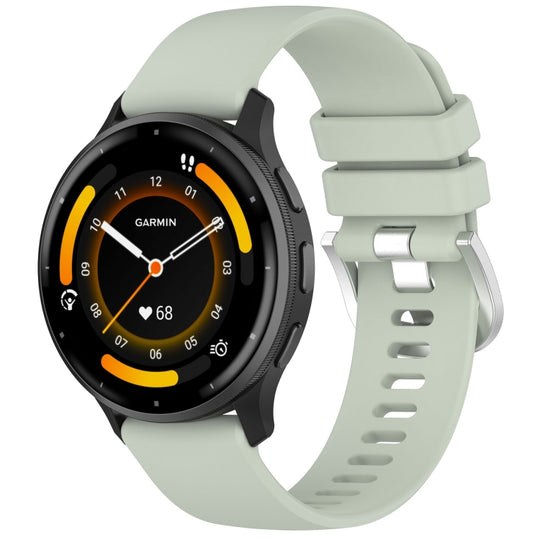 For Garmin Venu 4 45mm / Venu 3 Liquid Glossy Silver Buckle Silicone Watch Band(Green)