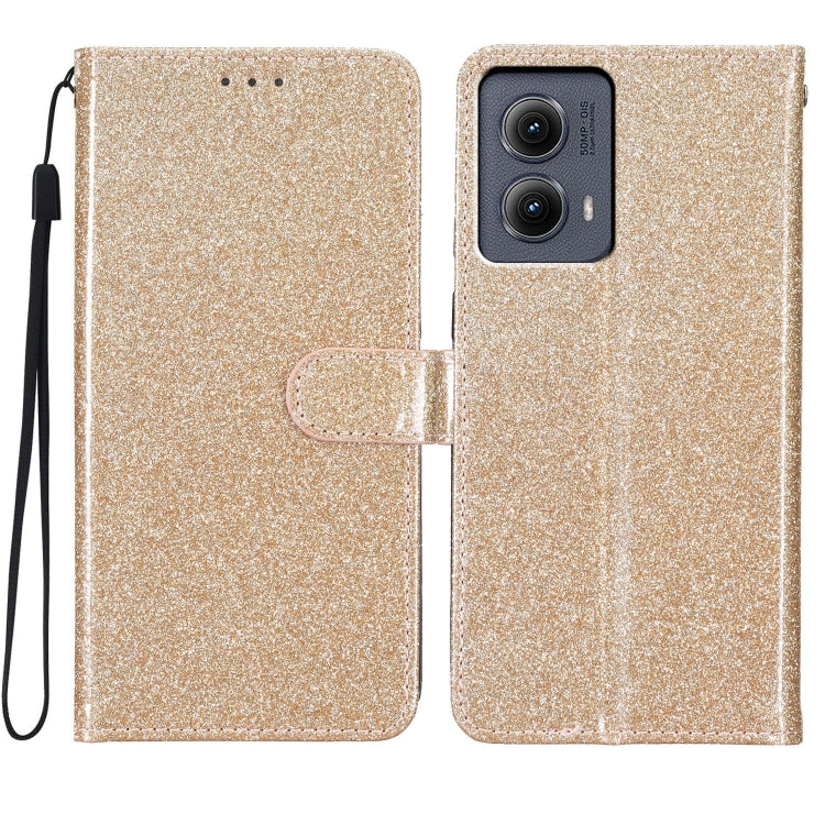 For Motorola Edge 2024 Glitter Powder Flip Leather Phone Case(Gold) by buy2fix