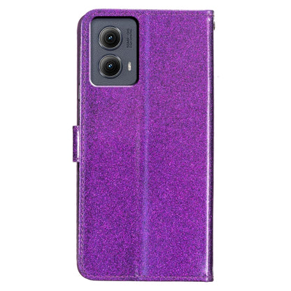 For Motorola Edge 2024 Glitter Powder Flip Leather Phone Case(Purple) - Motorola Cases by buy2fix | Online Shopping UK | buy2fix