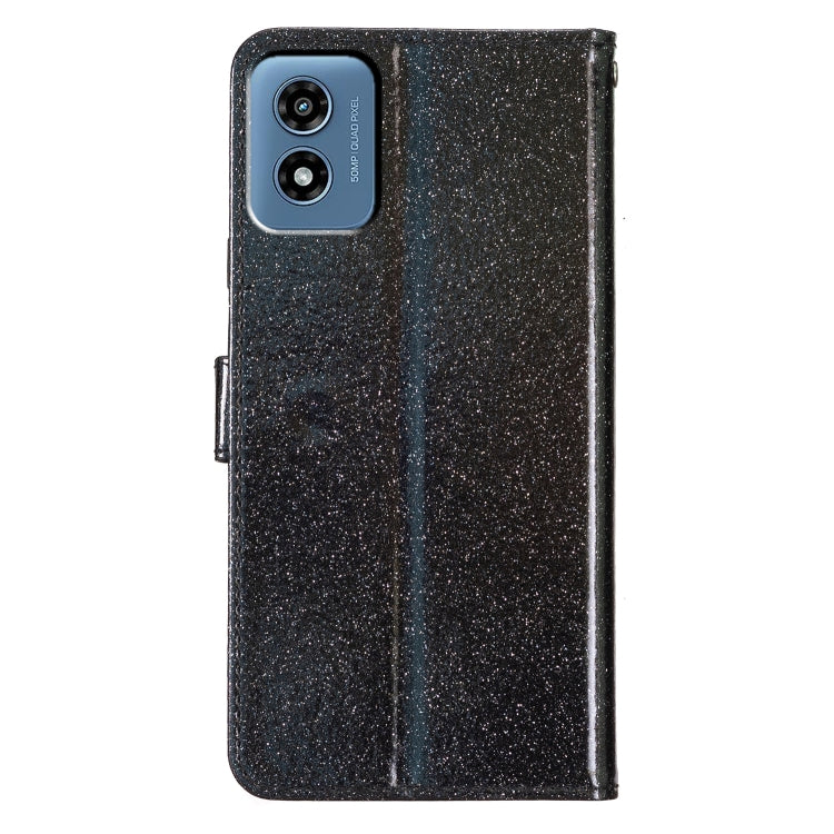 For Motorola Moto G Play 2024 Glitter Powder Flip Leather Phone Case(Black) by buy2fix