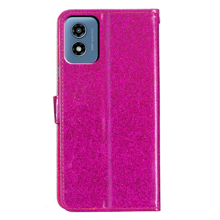 For Motorola Moto G Play 2024 Glitter Powder Flip Leather Phone Case(Rose Red) - Motorola Cases by buy2fix | Online Shopping UK | buy2fix