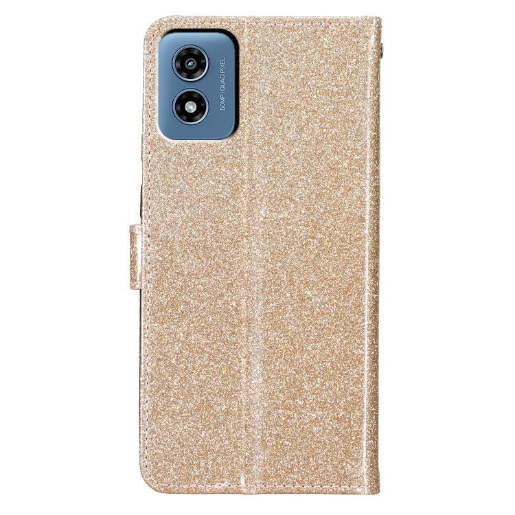 For Motorola Moto G Play 2024 Glitter Powder Flip Leather Phone Case(Gold) - Motorola Cases by buy2fix | Online Shopping UK | buy2fix