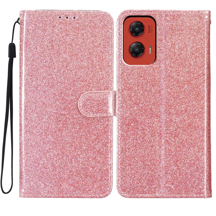 For Motorola Moto G Stylus 5G 2024 Glitter Powder Flip Leather Phone Case(Rose Gold) - Motorola Cases by buy2fix | Online Shopping UK | buy2fix