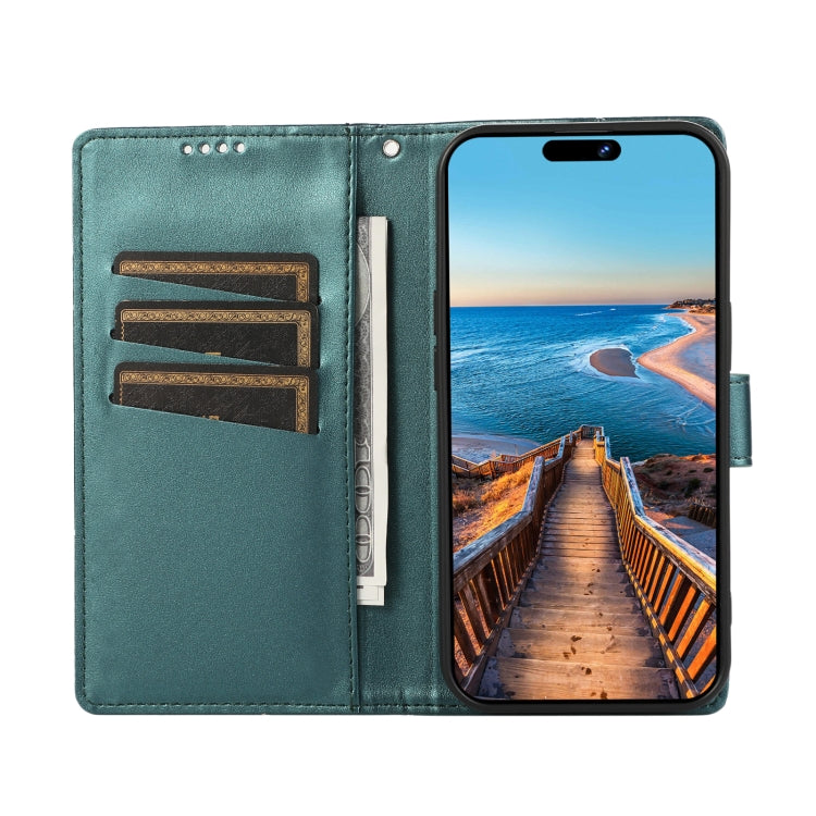 For Xiaomi Redmi Note 12 Pro 5G Global PU Genuine Leather Texture Embossed Line Phone Case(Green) - Xiaomi Cases by buy2fix | Online Shopping UK | buy2fix