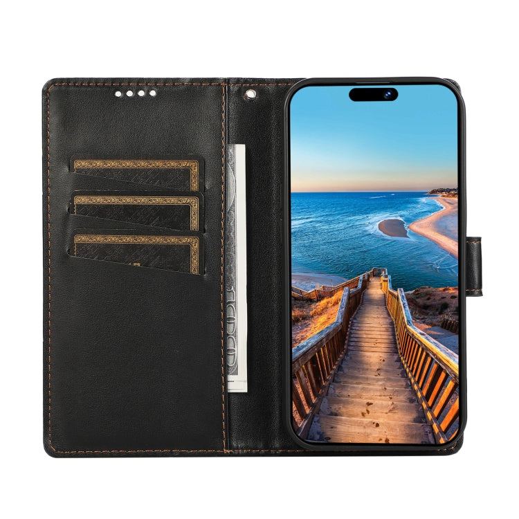 For Xiaomi Redmi Note 12 4G PU Genuine Leather Texture Embossed Line Phone Case(Black) - Xiaomi Cases by buy2fix | Online Shopping UK | buy2fix