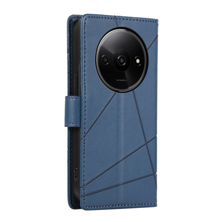 For Xiaomi Redmi A3 PU Genuine Leather Texture Embossed Line Phone Case(Blue) - Xiaomi Cases by buy2fix | Online Shopping UK | buy2fix
