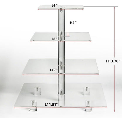 YX065 4 Tier Acrylic Square Cupcake Stand - Storage Boxes by buy2fix | Online Shopping UK | buy2fix