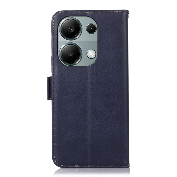 For Xiaomi Redmi Note 13 Pro 4G/Poco M6 Pro Magnetic Crazy Horse Texture Genuine Leather RFID Phone Case(Blue) by buy2fix