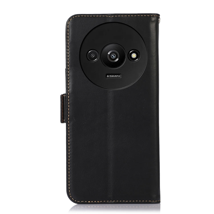 For Xiaomi Redmi A3 Magnetic Crazy Horse Texture Genuine Leather RFID Phone Case(Black) - Xiaomi Cases by buy2fix | Online Shopping UK | buy2fix