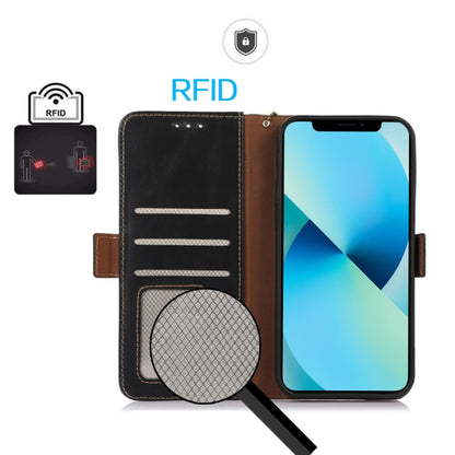 For Xiaomi Redmi A3 Magnetic Crazy Horse Texture Genuine Leather RFID Phone Case(Black) - Xiaomi Cases by buy2fix | Online Shopping UK | buy2fix