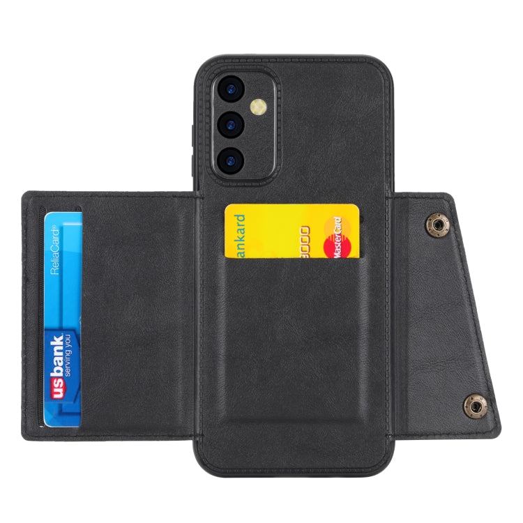 For Samsung Galaxy A55 5G Double Buckle Card Slots Magnetic Phone Case(Black) - Galaxy Phone Cases by buy2fix | Online Shopping UK | buy2fix