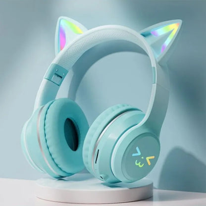 BT612 LED Cat Ear Single Sound Folding Bluetooth Earphone with Microphone(Green) - Headset & Headphone by buy2fix | Online Shopping UK | buy2fix