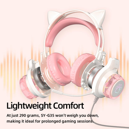 G35 Cute Cat RGB Head-mounted Wired Gaming Earphone(Pink) - Multimedia Headset by buy2fix | Online Shopping UK | buy2fix