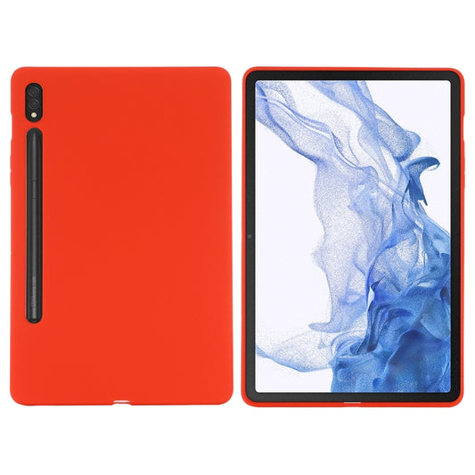For Samsung Galaxy Tab S9 Ultra / S10 Ultra Pure Color Liquid Silicone Shockproof Tablet Case(Red) by buy2fix