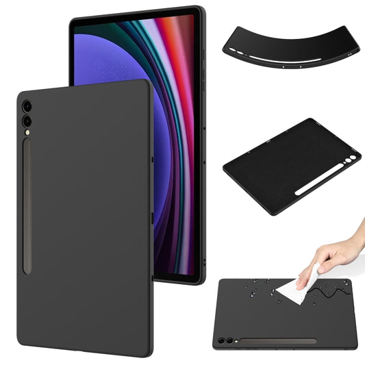 For Samsung Galaxy Tab S9+ Pure Color Liquid Silicone Shockproof Tablet Case(Black) - Galaxy Tab S9+ Cases by buy2fix | Online Shopping UK | buy2fix