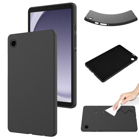 For Samsung Galaxy Tab A11 Pure Color Liquid Silicone Shockproof Tablet Case(Black)