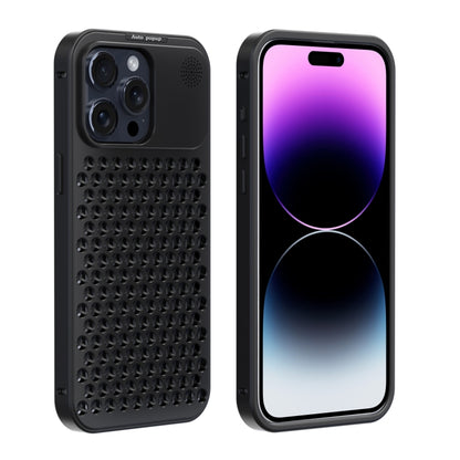 For iPhone 14 Pro Max R-JUST RJ58 Aromatherapy Metal Cooling Phone Case(Black) - iPhone 14 Pro Max Cases by R-JUST | Online Shopping UK | buy2fix