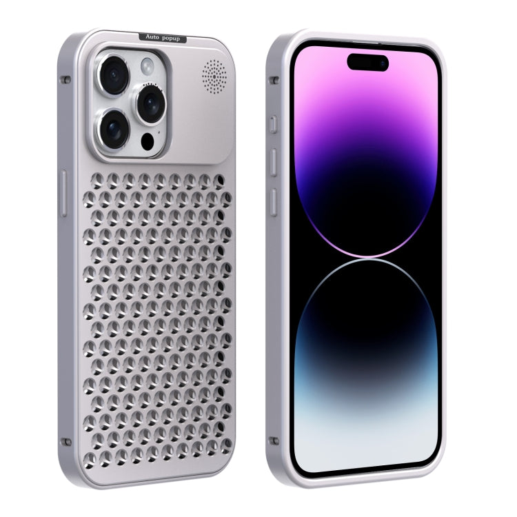For iPhone 14 Pro Max R-JUST RJ58 Aromatherapy Metal Cooling Phone Case(Silver) - iPhone 14 Pro Max Cases by R-JUST | Online Shopping UK | buy2fix