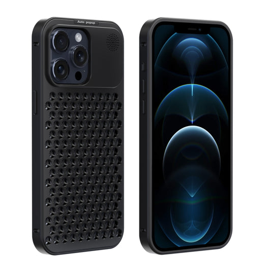 For iPhone 12 Pro Max R-JUST RJ58 Aromatherapy Metal Cooling Phone Case(Black) - iPhone 12 Pro Max Cases by R-JUST | Online Shopping UK | buy2fix