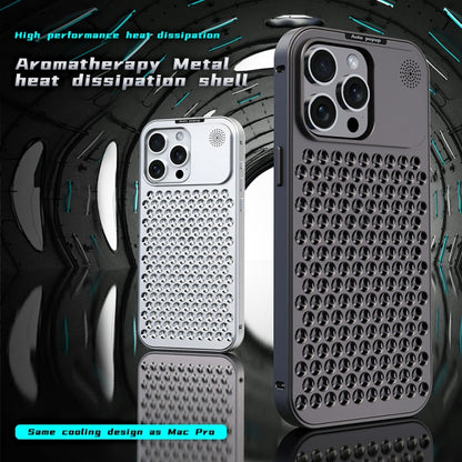 For iPhone 15 Plus R-JUST RJ58 Aromatherapy Metal Cooling Phone Case(Silver) - iPhone 15 Plus Cases by R-JUST | Online Shopping UK | buy2fix