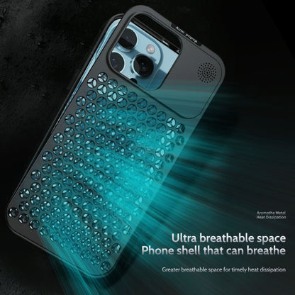 For iPhone 14 Pro Max R-JUST RJ58 Aromatherapy Metal Cooling Phone Case(Black) - iPhone 14 Pro Max Cases by R-JUST | Online Shopping UK | buy2fix