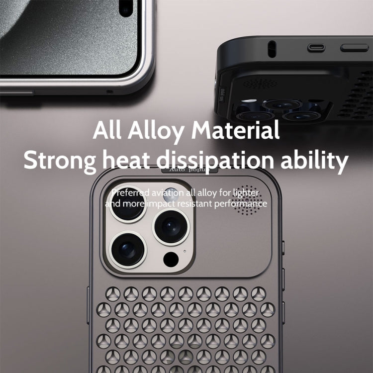 For iPhone 15 Pro R-JUST RJ58 Aromatherapy Metal Cooling Phone Case(Black) - iPhone 15 Pro Cases by R-JUST | Online Shopping UK | buy2fix