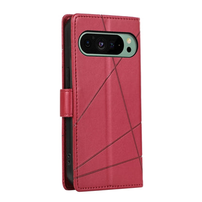 For Google Pixel 9 PU Genuine Leather Texture Embossed Line Phone Case(Red) - Google Cases by buy2fix | Online Shopping UK | buy2fix