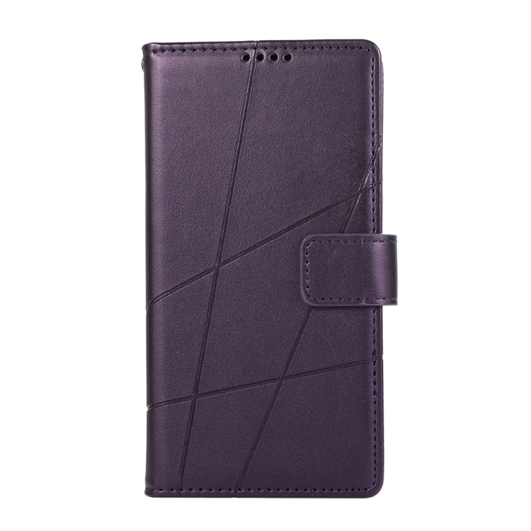 For Google Pixel 9 PU Genuine Leather Texture Embossed Line Phone Case(Purple) - Google Cases by buy2fix | Online Shopping UK | buy2fix