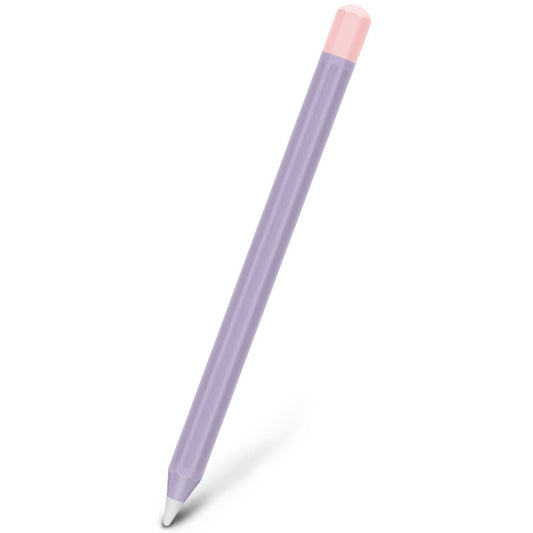 For Apple Pencil 2 Stylus Touch Pen Split Contrast Color Silicone Protective Case(Lavender Purple Pink) by buy2fix
