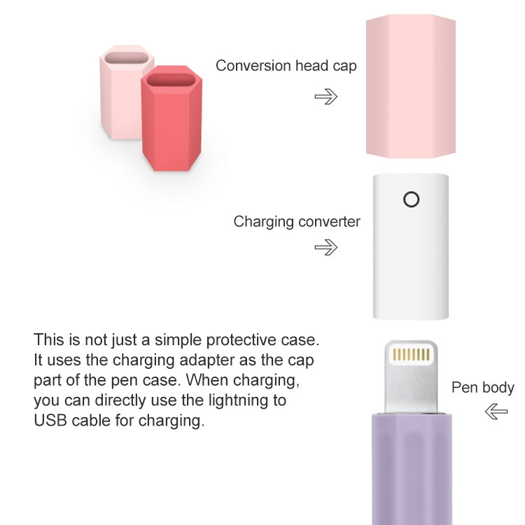 For Apple Pencil 2 Stylus Touch Pen Split Contrast Color Silicone Protective Case(Lavender Purple Pink) - Pencil Accessories by buy2fix | Online Shopping UK | buy2fix