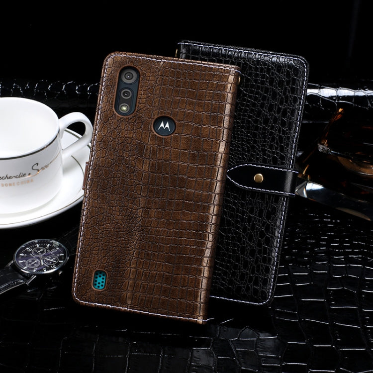 For Motorola Moto E6s (2020) idewei Crocodile Texture Horizontal Flip Leather Case with Holder & Card Slots & Wallet(Dark Blue) - Motorola Cases by idewei | Online Shopping UK | buy2fix