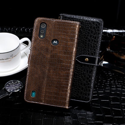 For Motorola Moto E6s (2020) idewei Crocodile Texture Horizontal Flip Leather Case with Holder & Card Slots & Wallet(Dark Blue) - Motorola Cases by idewei | Online Shopping UK | buy2fix