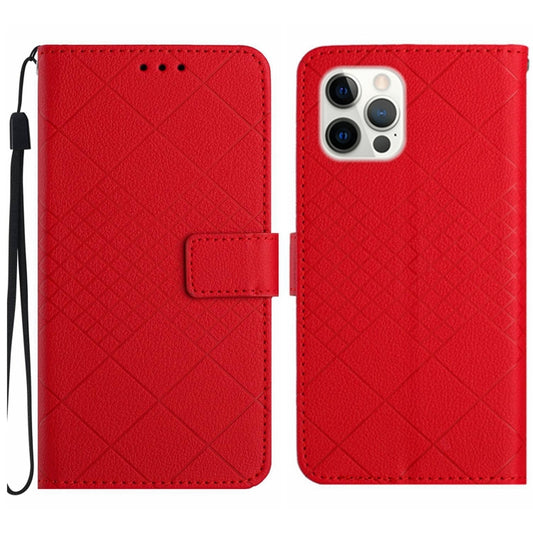 For iPhone 16 Pro Rhombic Grid Texture Leather Phone Case(Red) by buy2fix
