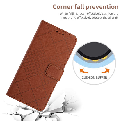 For iPhone 16 Plus Rhombic Grid Texture Leather Phone Case(Brown) by buy2fix