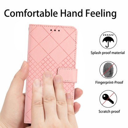 For iPhone 16 Plus Rhombic Grid Texture Leather Phone Case(Pink) by buy2fix