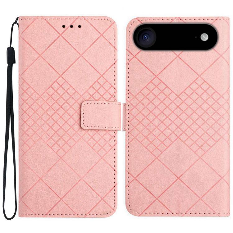 For iPhone Air Rhombic Grid Texture Leather Phone Case(Pink) - iPhone Air Cases by buy2fix | Online Shopping UK | buy2fix