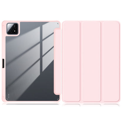 For Xiaomi Pad 6S Pro 12.4 Acrylic 3-Fold Solid Color Smart Leather Tablet Case(Pink) - More Tablet Cases by buy2fix | Online Shopping UK | buy2fix