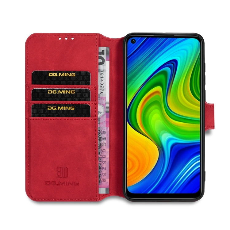 For Xiaomi Redmi 10X 4G / Redmi Note 9 DG.MING Retro Oil Side Horizontal Flip Case(Red) - Xiaomi Cases by DG.MING | Online Shopping UK | buy2fix