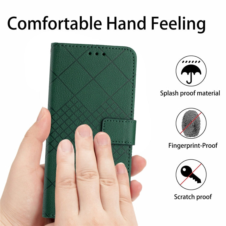 For Google Pixel 9 Pro XL Rhombic Grid Texture Leather Phone Case(Green) - Google Cases by buy2fix | Online Shopping UK | buy2fix