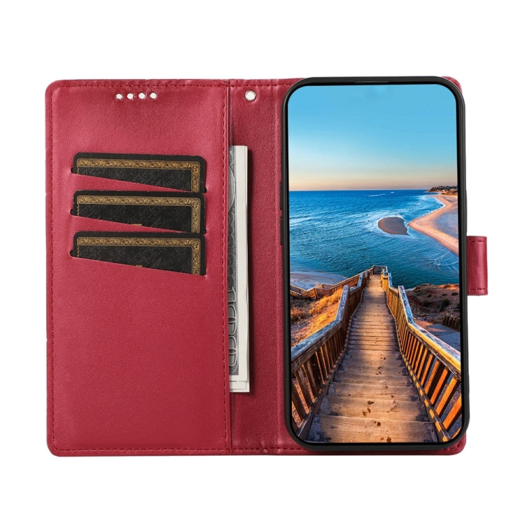 For Motorola Moto G Stylus 5G 2024 PU Genuine Leather Texture Embossed Line Phone Case(Red) - Motorola Cases by buy2fix | Online Shopping UK | buy2fix