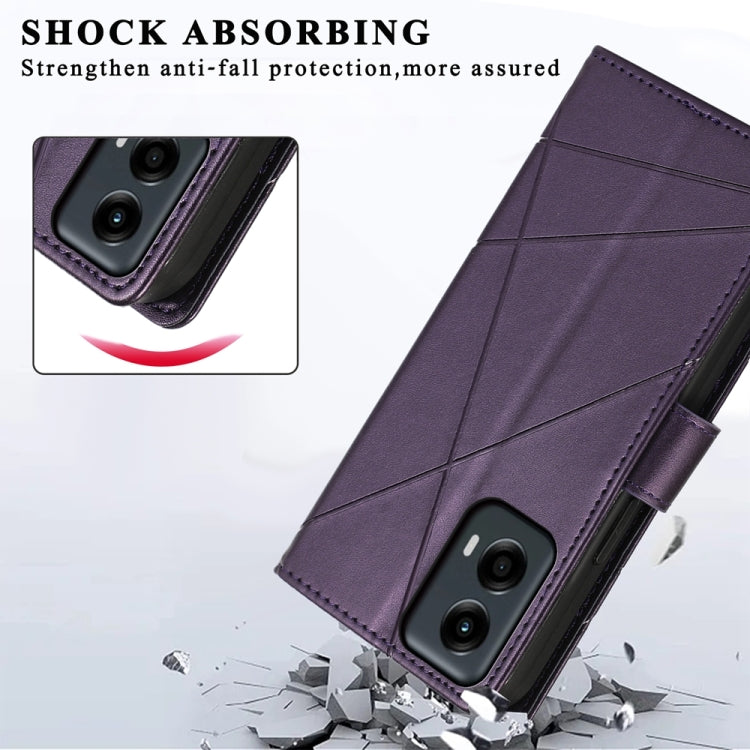 For Motorola Moto G Stylus 5G 2024 PU Genuine Leather Texture Embossed Line Phone Case(Purple) - Motorola Cases by buy2fix | Online Shopping UK | buy2fix