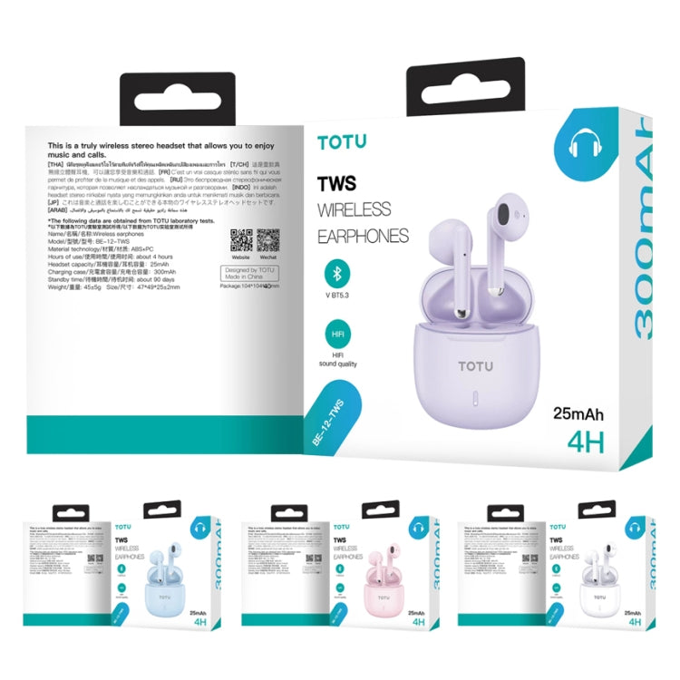 TOTU BE-12-TWS Bluetooth 5.3 Wireless Bluetooth Earphone(White) - TWS Earphone by TOTUDESIGN | Online Shopping UK | buy2fix