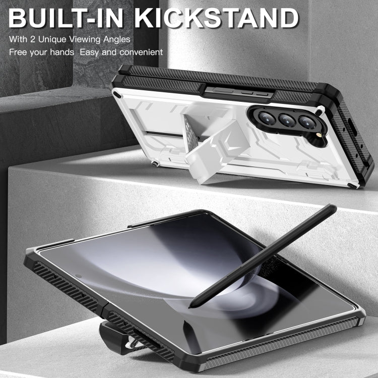 For Samsung Galaxy Z Fold5 5G Armored All-inclusive Shockproof Folding Phone Case(White) - Galaxy Z Fold5 Cases by buy2fix | Online Shopping UK | buy2fix