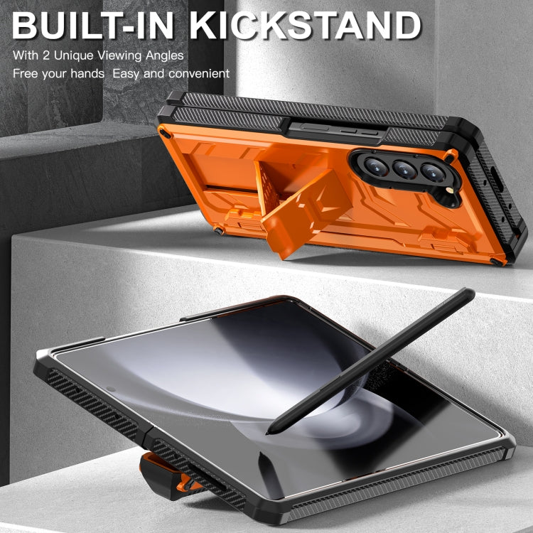 For Samsung Galaxy Z Fold5 5G Armored All-inclusive Shockproof Folding Phone Case(Orange) - Galaxy Z Fold5 Cases by buy2fix | Online Shopping UK | buy2fix