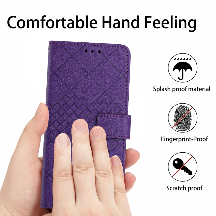 For Motorola Moto G Play 4G 2024 Rhombic Grid Texture Leather Phone Case(Purple) - Motorola Cases by buy2fix | Online Shopping UK | buy2fix